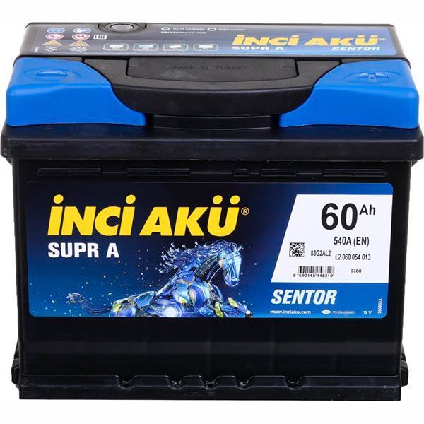 Аккумулятор автомобильный INCI Supra (Sentor) 60А 12 B L2 060 054 013 «+» справа