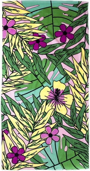 Полотенце Тропики зелено-розово-желтые 75x150 см 
