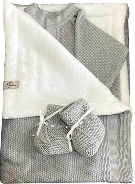 Чоловічок +плед+пінетки р.62 сірий 