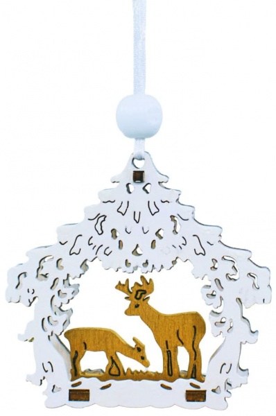 Украшение новогоднее Олени в лесу 9 см разноцветный 1220364