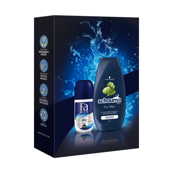 Набір для чоловіків Schauma &Fa Шампунь 250 мл + Дезодорант-ролик 50 мл