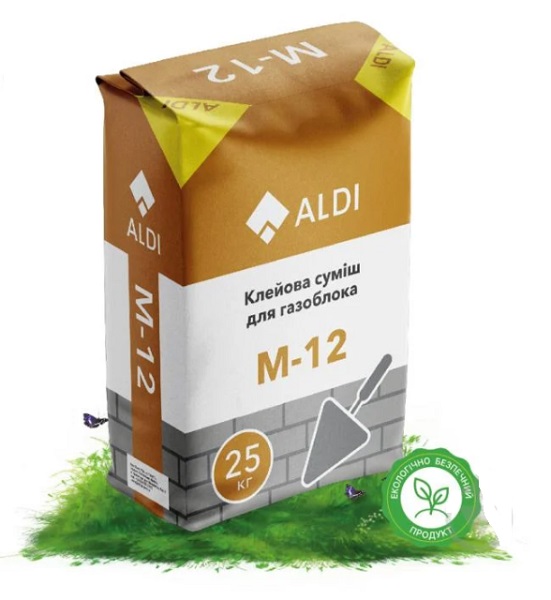 Клей для блоков ALDI Строительная смесь для пористого бетона M-12 TM