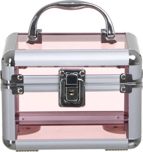 Кейс для косметики прозоро-рожевий 15х11х11 см