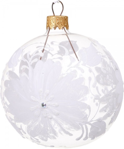 Шар новогодний цветочная серия d 80 мм в ассортименте