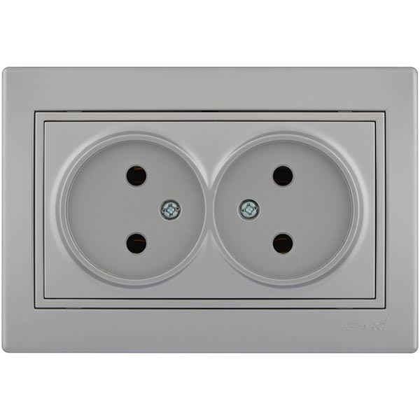 Розетка подвійна без заземлення Lezard Mira 16 А 250 В без шторок сірий 701-1010-128B