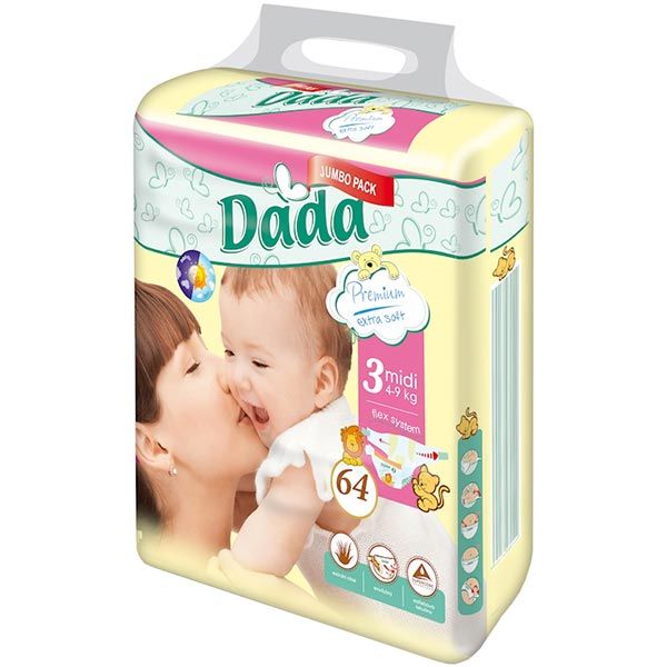 Підгузники Dada Premium Jumbo Midi 4-9 кг 64 шт