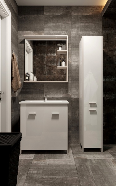 Тумба напольная ЮВЕНТА Brooklyn - 65 белый с умывальником Soft-65