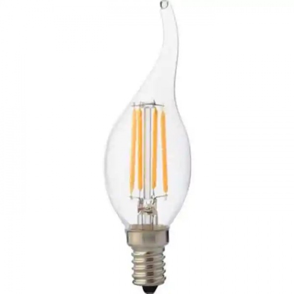 Лампа светодиодная HOROZ ELECTRIC FILAMENT FLAME-4 CA37 4 Вт E14 4200 К 220 В прозрачная 001-014-0004-030 