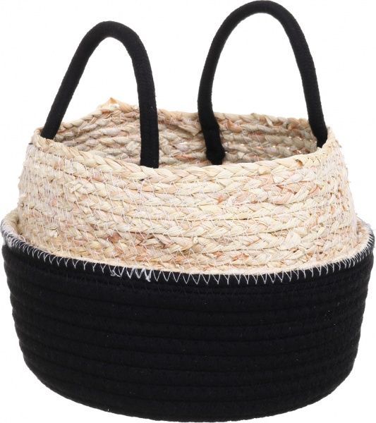 Кошик плетений маленький 23х18 см чорний