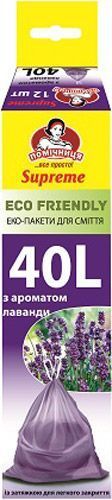 Эко-пакеты для мусора Помічниця Supreme Eco Friendly лаванда биоразлагаемые 40 л 12 шт. (Supreme Eco Friendly)