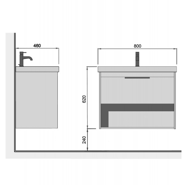 Тумба Мойдодыр Denver 80-A с умывальником Vivace 80 подвесная
