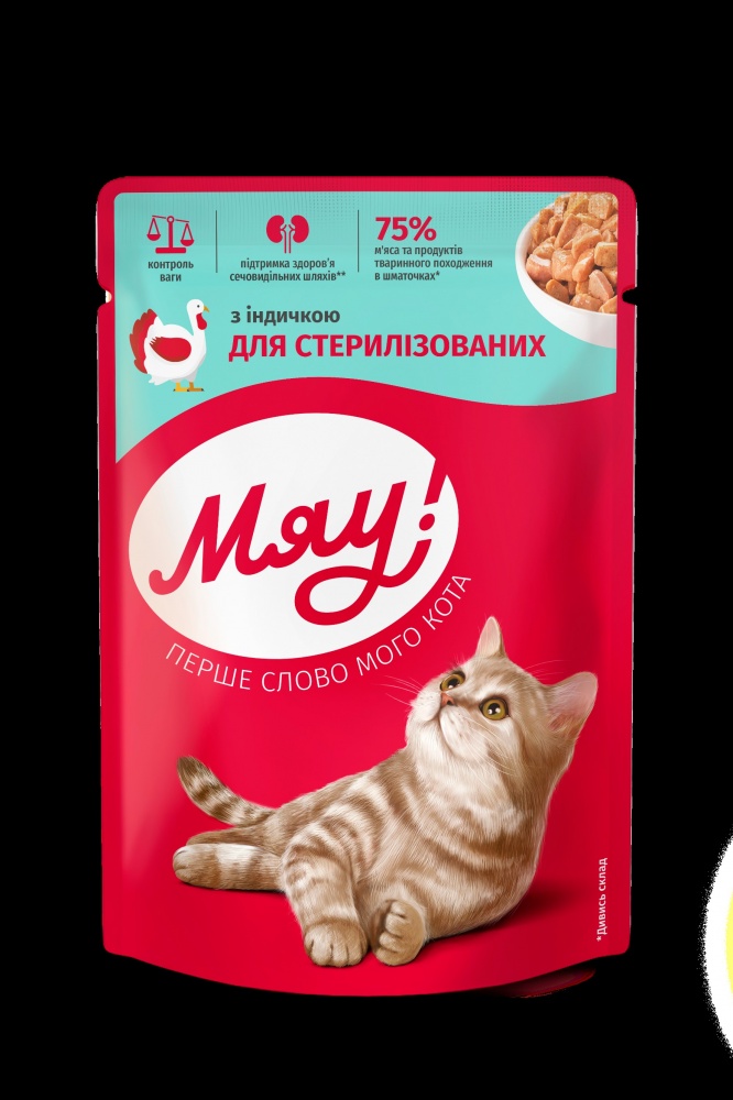 Консерва для котов Мяу с индейкой в ​​нежном соусе 85 г