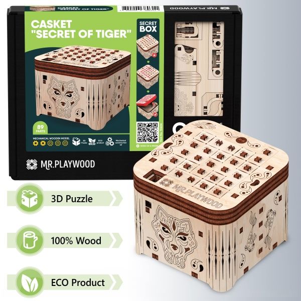 Дерев'яний 3D-конструктор Mr.Playwood скринька «Таємниця тигра» 10606