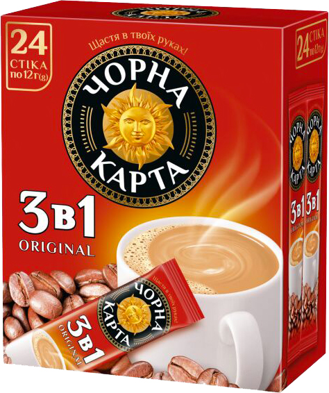Кофейный напиток Черная Карта 3в1 Ориджинал стик шоу-бокс 24 шт 12 г