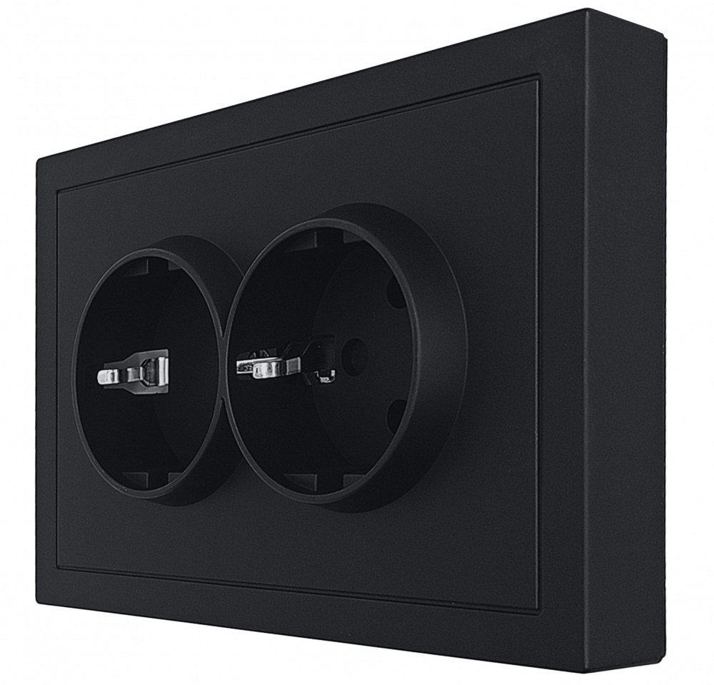 Розетка подвійна побутова із заземленням HausMark Juna чорний