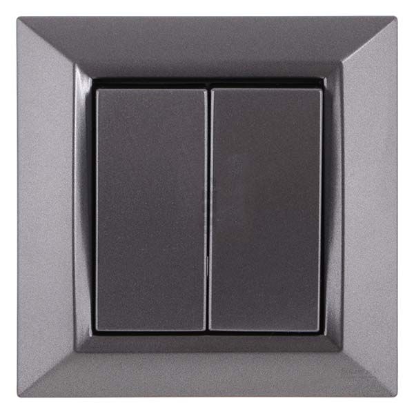 Вимикач двоклавішний UP! (Underprice) Vesta без підсвітки 10 А 220-250В графіт