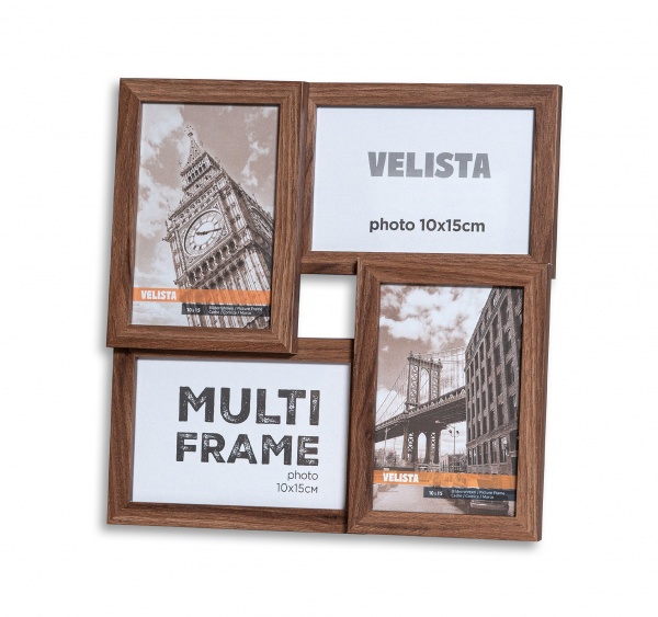 Мультирамка Веліста 15W-6012-3v 4 фото 10x15 см світло-коричневий 