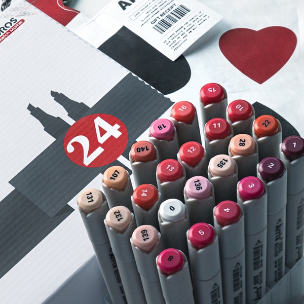 Набір маркерів Arrtx Oros ASM-03RD 24 кольори червоні відтінки LC302536 