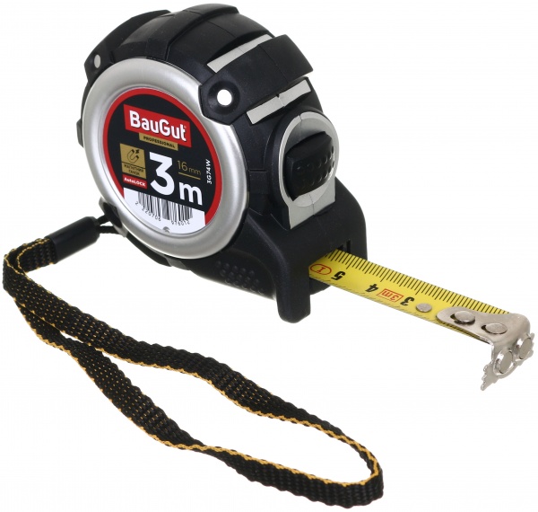 Рулетка BauGut автолок с магнитами 3G74W 3 м x 16 мм