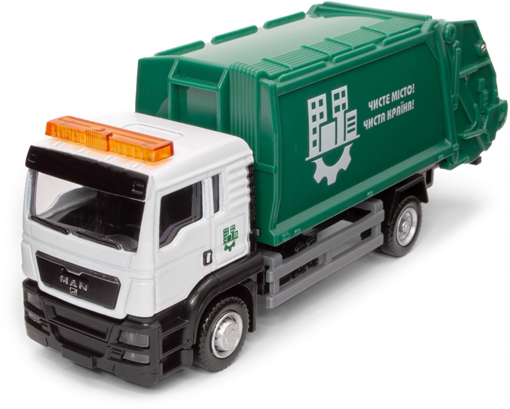 Игровой набор TechnoDrive 1:43 Мусоровоза Man с аксессуарами. 250431U