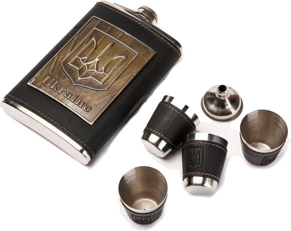 Фляга з рюмками Герб України A120