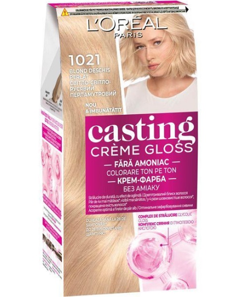 Крем-фарба для волосся L'Oreal Paris CASTING Creme Gloss №1021 світло-світло-русявий перламутровий 160 мл