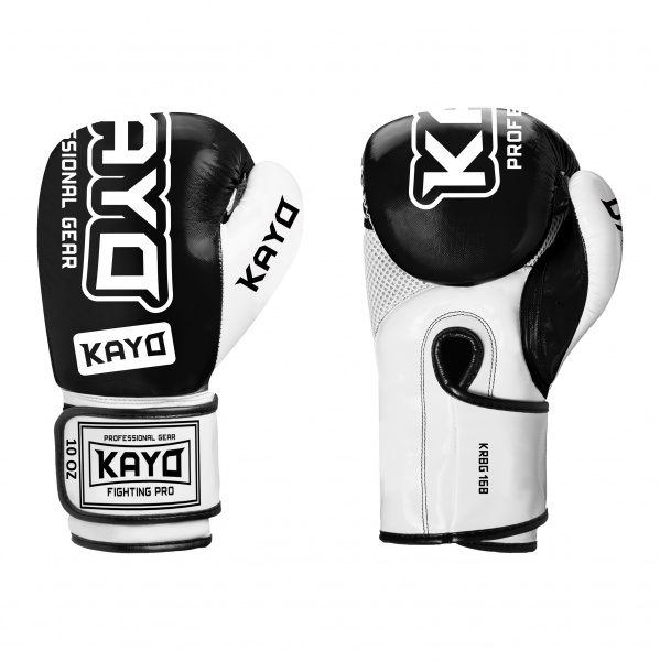 Боксерські рукавиці KRBG-168 BLK-SLV-14 14oz чорний із білим