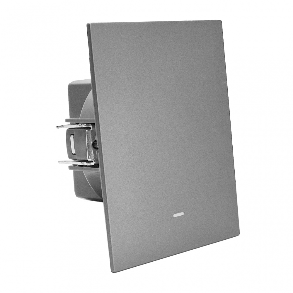 Выключатель одноклавишный HausMark INO с подсветкой серый LS-LED-GP-Gray