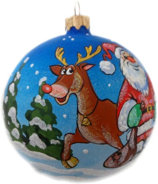 Шар стеклянный Дед Мороз 2 d100 К-411-100 синий