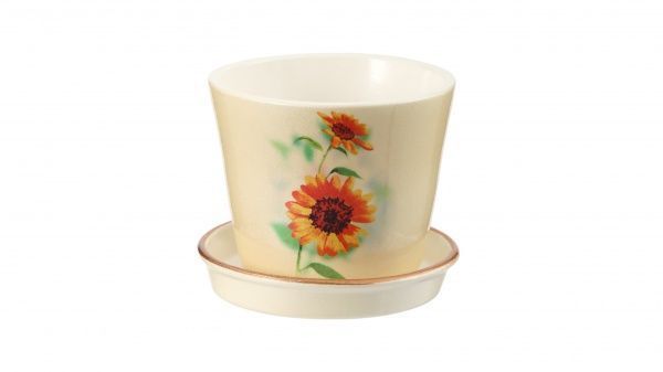 Горшок керамический Керамол Євро 1 (Вдохновение) круглый 0,5 л бежевый 