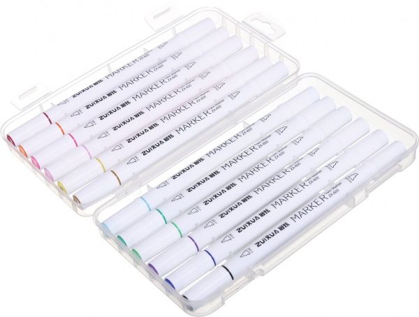 Набір маркерів професійних двосторонніх ZX-600-12 різнокольоровий 