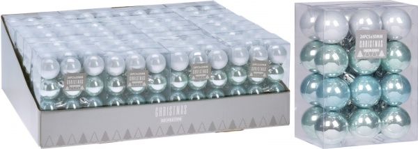 Набор елочных шаров пластиковых голубых d30 мм 24 шт./уп. 
