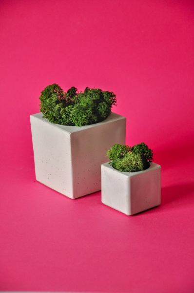 Кашпо квадратное Cube белый бетон