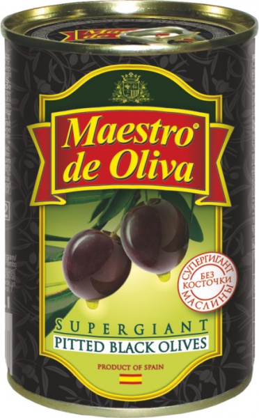 Маслины Maestro De Oliva без косточки Giant 420г (8436024294309)