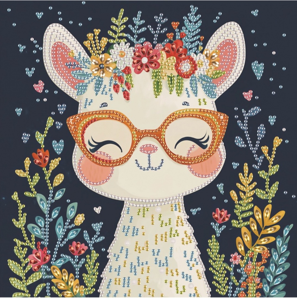 Алмазная мозаика Лама в цветах 25х25 см Brushme