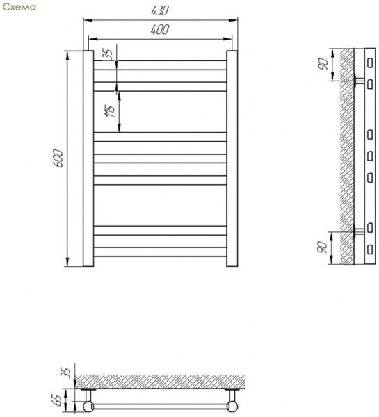Рушникосушарка електрична Laris Кватро П7 400 х 600 Праве підключення 72207043