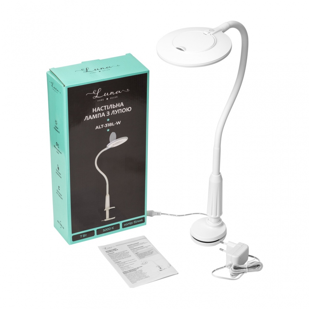 Настольная лампа офисная Luna Home 7 Вт белый ALT-318L-W