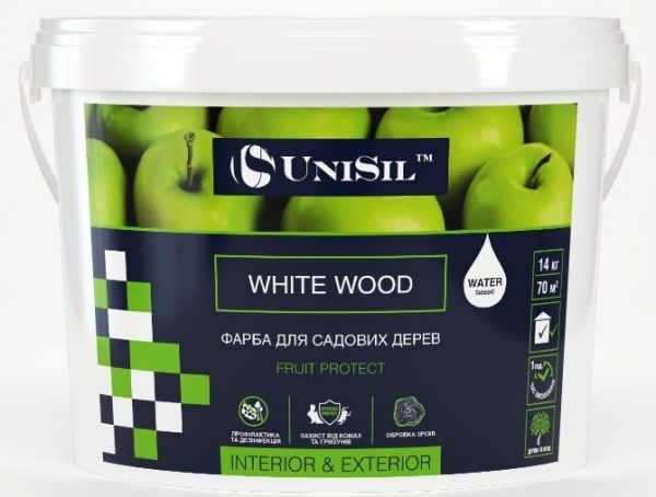 Краска акриловая UniSil садовая WHITE WOOD мат белая 10л 14кг