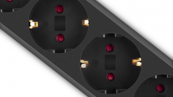 Фильтр-удлинитель Real-el RS-6 Protect M с заземлением 6 гн. черный 1,8 м