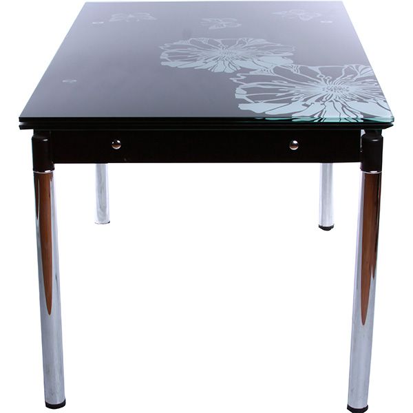 Стол обеденный White flowers стеклянный черный