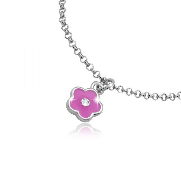 Браслет на цепочке UMa&UMi Цветочек розовый