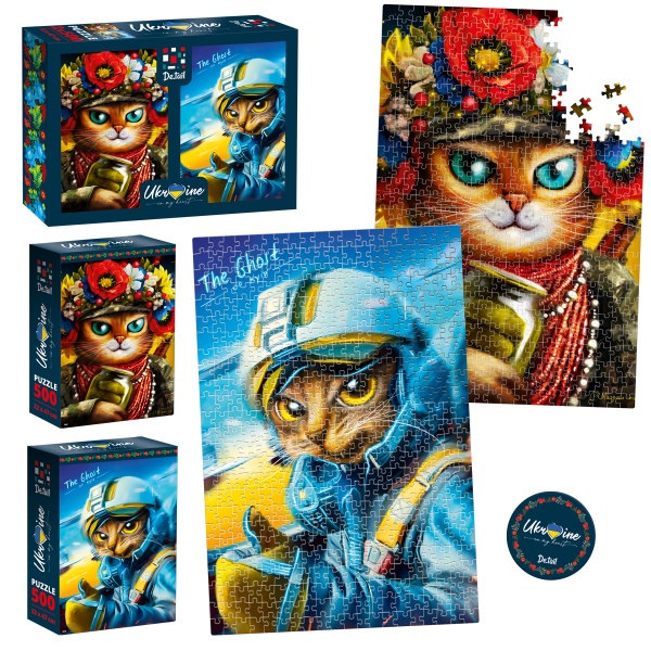 Пазли картонні De.tail Кішка-воїн & Привид Києва (2 в 1) DT500-09