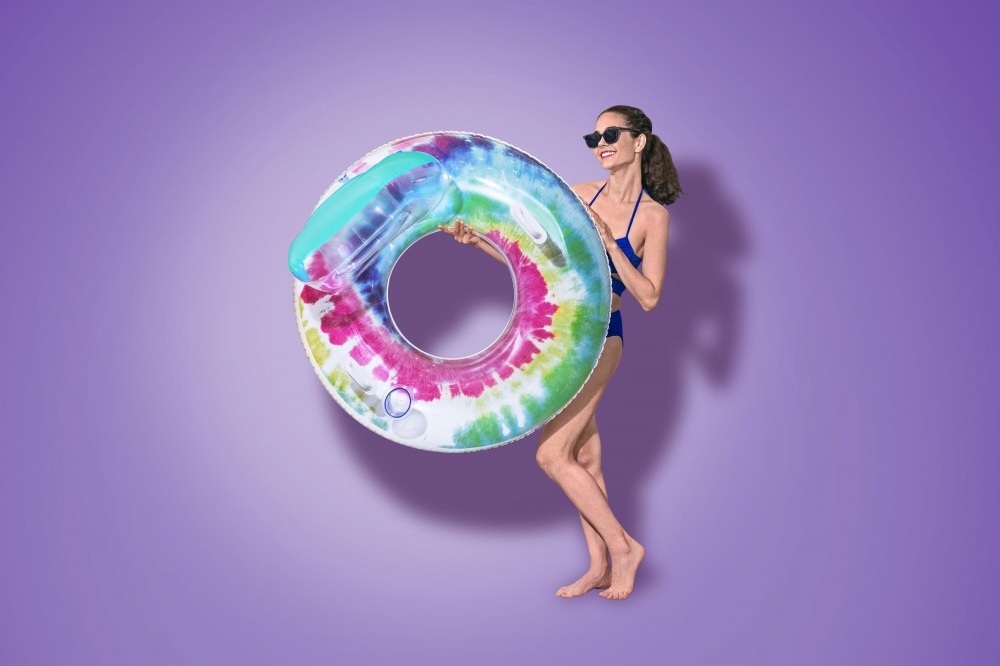 Круг надувной Bestway ø104 с подголовником и ручками Tie dye