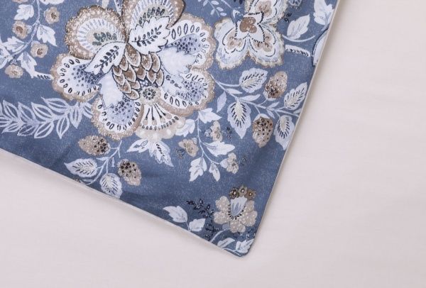 Комплект постільної білизни Destiny сімейний синій із білим Mascioni 