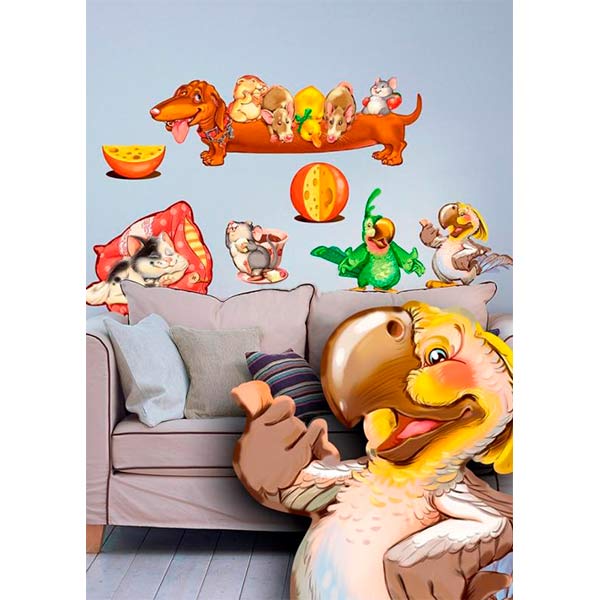 Декоративная наклейка Звери 49x70 см