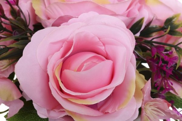 Букет искусственные розовые розы 20х19 см в пластиковом горшке