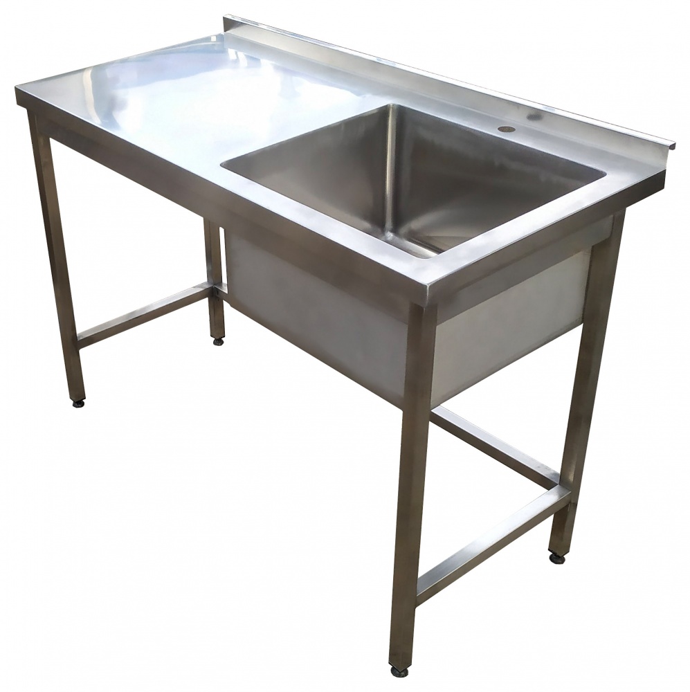 Стол-мойка правосторонняя с бесшовной ванной Tehma 1200x600х850 мм нержавеющая сталь