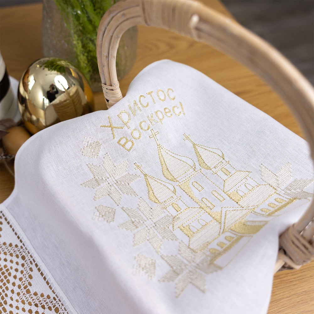 Полотенце пасхальное 694-25/09 32x70 см Эдельвика белый