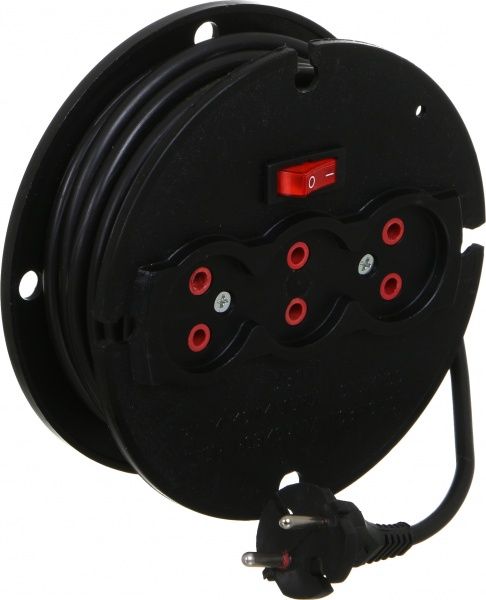 Удлинитель на катушке ОТК без заземления 3 гн. черный 5 м А-5-2х1,0 