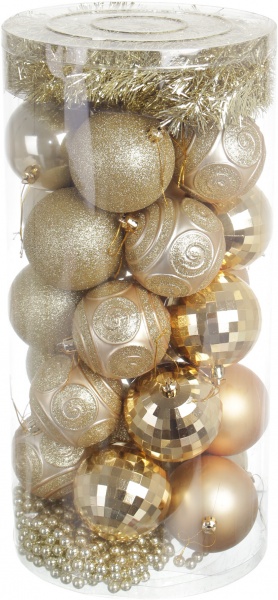 Набір ялинкових куль і декорацій в асортименті d 80 мм 27 шт./уп.